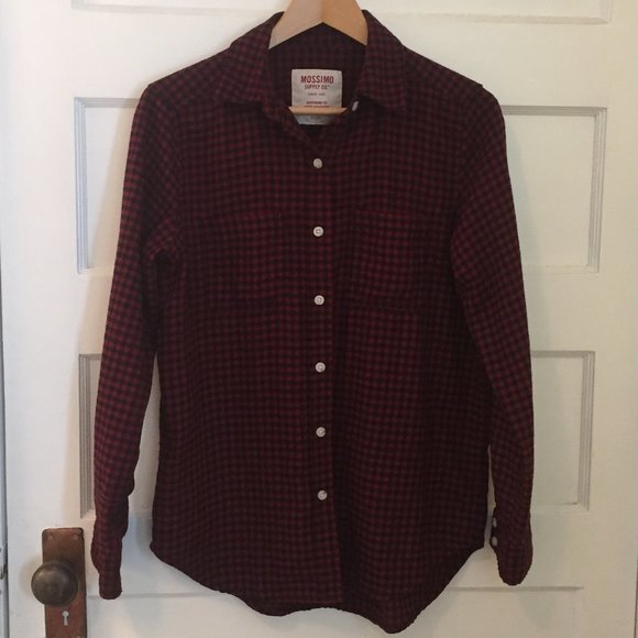 Mossimo red & black flannel plaid button up shirt - size XS - Picture 2 of 6